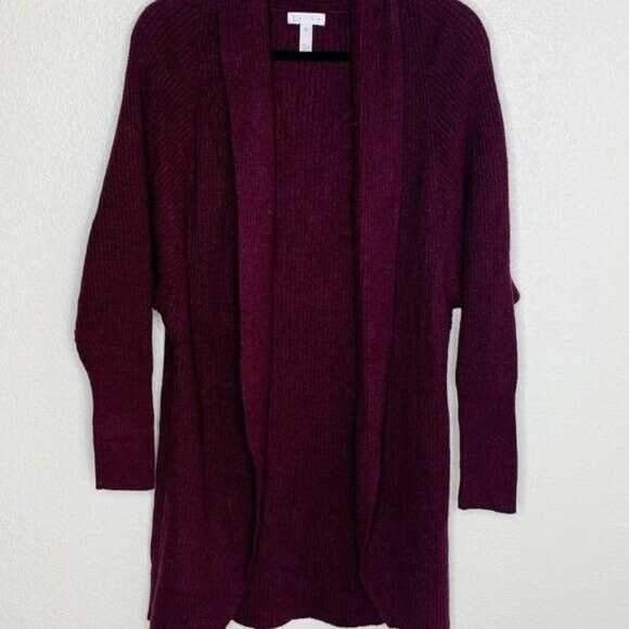 Leith Burgundy Dolman Sleeve Easy Circle Cardigan - Picture 5 of 6